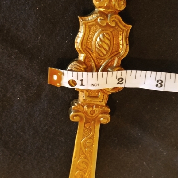 Mid Century Modern Ornate Art Nouveau Heavy Brass Gold Letter Opener - Picture 6 of 9